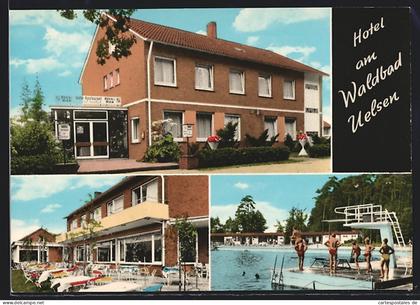AK Uelsen, Hotel am Waldbad, Terrasse, Schwimmbad
