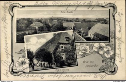 Art Nouveau Passepartout CPA Kirchweyhe Weyhe Niedersachsen, Blick auf den Ort, Buhr's Gasthof