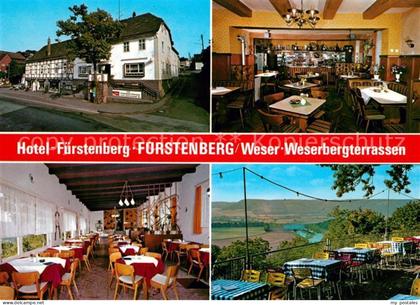 Fuerstenberg Weser Weserberg Terrassen und Hotel Fuerstenberg Gastraum Terrasse