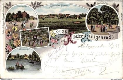 Lithographie Heiligenrode Stuhr Niedersachsen, Kloster, Pleus Gasthof, Wassermühle, Totalansicht