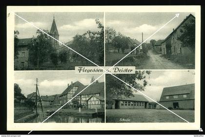 orig. Mehrbild Foto AK Flegessen Bad Münder am Deister LK Hameln-Pyrmont Ortspartie Schule
