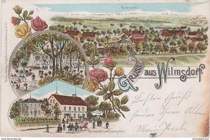 Litho AK Wilmsdorf Gasthof Rosengarten bei Possendorf Bannewitz Obernaundorf Börnchen Rundteil Rabenau Oelsa Karsdorf