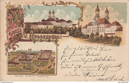 (107847) AK Gruß aus Roggenburg, Kloster, Golddruck, Litho. 1899