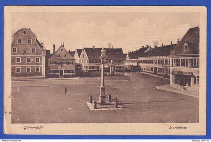 Alte AK Geisenfeld Marktplatz, gelaufen 1914 nach Hitzhofen