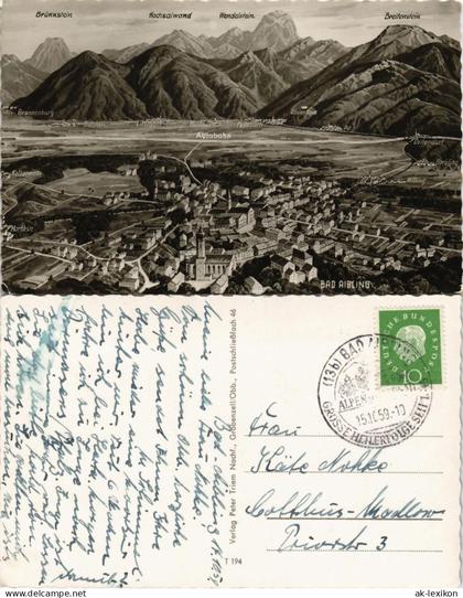 Ansichtskarte Bad Aibling Panorama-Ansicht mit Alpen Bergkette 1959