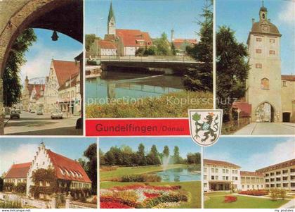 Gundelfingen Donau Dillingen Bayern Stadttor Kirche Donau Bruecke Rathaus Park-B
