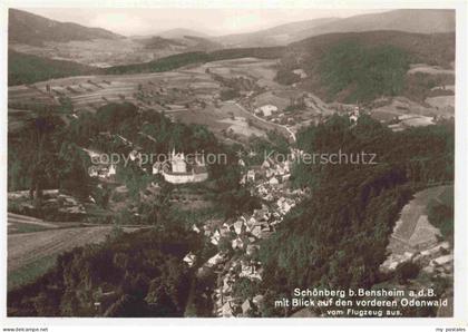Schoenberg Bensheim Odenwald Hessen Fliegeraufnahme mit vorderem Odenwald