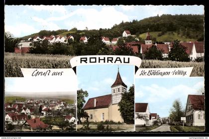 AK Rohrau /Kr. Böblingen, Kirche, Strassenpartie, Teilansicht
