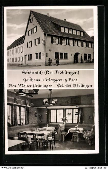 AK Schönaich b. Böblingen, Gasthaus zur Rose