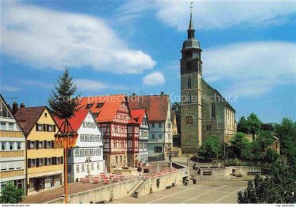 Boeblingen BW Marktplatz Stadtkirche Fachwerkhaeuser Brunnen Weihnachtsbaum Trep