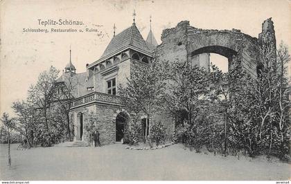 Teplitz-Schönau (Teplice) Schlossberg, Restauration und Ruine AK 1910