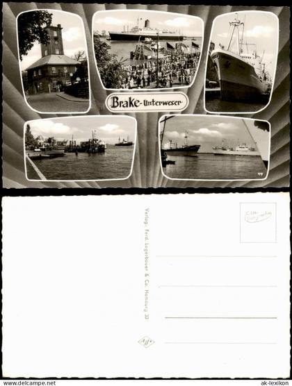 Ansichtskarte Brake (Unterweser) Mehrbild: Hafen, Schiffe, Dampfer 1968