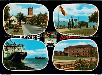 Brake Unterweser Kaje mit Telegraph Aussenkaje Fahrgastschiff Pieranlage Rathaus