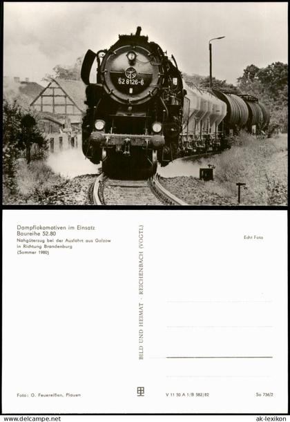 Ansichtskarte Golzow Dampflokomotiven im Einsatz Baureihe 52.80 1982