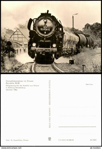Ansichtskarte Golzow Dampflokomotiven im Einsatz Baureihe 52.80 1983