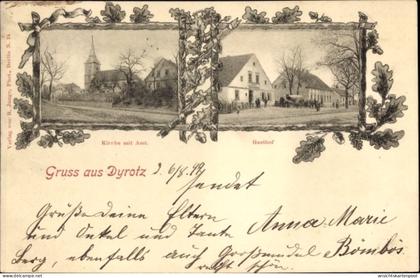 CPA Dyrotz Wustermark, Kirche, Amt, Gasthof