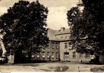 CPA Milow im Havelland, Polytechnische Oberschule, Milow, Bäume, Schulgebäude