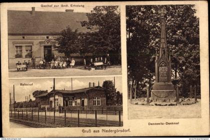 CPA Niedergörsdorf Brandenburg, Gasthof zur ländlichen Erholung, Dennewitz-Denkmal, Bahnhof