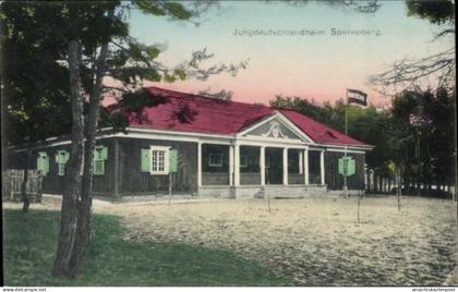 CPA Sperenberg am Mellensee Brandenburg, Jungdeutschlandheim Gebäude mit rotem Dach, Fahne
