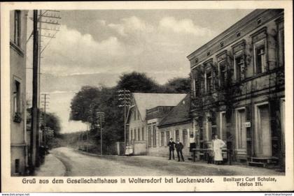 CPA Woltersdorf Nuthe Urstromtal Brandenburg, Straßenpartie, Gesellschaftshaus