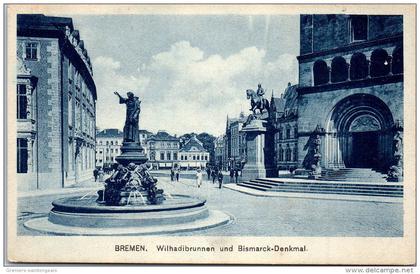 Allemagne - BREME - BREMEN - wilhadubrunnen und bismarck denkmal