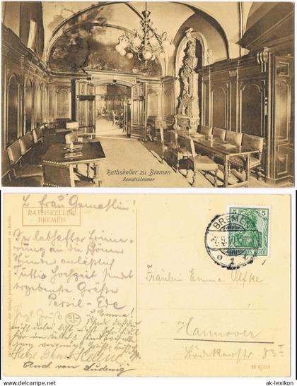 Ansichtskarte Bremen Ratskeller Bremen - Senatszimmer 1913