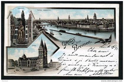 BRÈME - 1897 - Gruss aus BREMEN - Litho