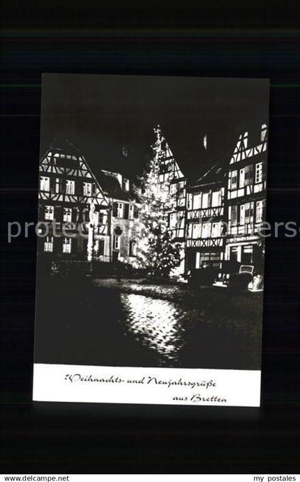 Bretten Baden Weihnachtskarte Tannenbaum Haeuser