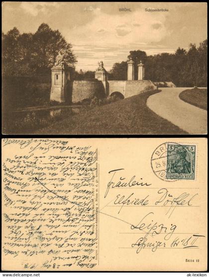 Ansichtskarte Brühl Schlossbrücke, Park 1917