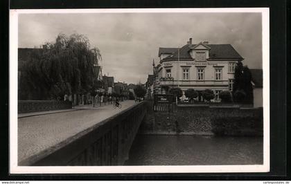 AK Bünde i. W., Elsebrücke mit Schönfärberei H. Böker