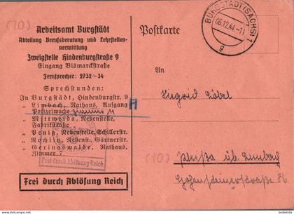 H4372 - Burgstädt Arbeitsamt - Postkarte Freistempel