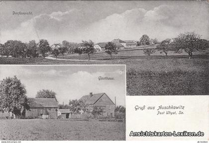 Auschkowitz-Burkau (Oberlausitz) Wukecy Porchow 2 Bild: Gasthaus und Panorama 1914