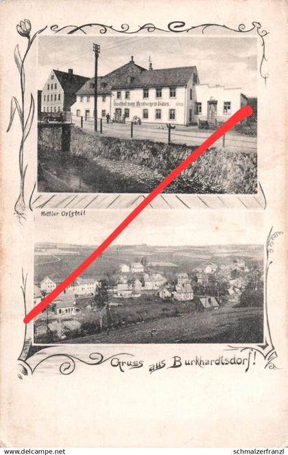 AK Burkhardtsdorf Gasthof zum Deutschen Haus Hauptstraße 32 a Kemtau Meinersdorf Thalheim Jahnsdorf Klaffenbach Chemnitz