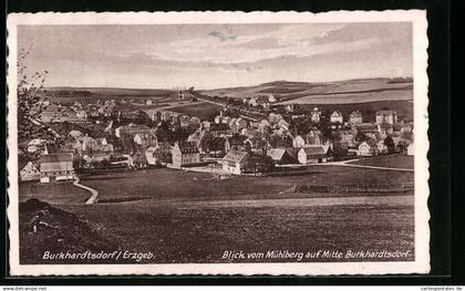 AK Burkhardtsdorf im Erzgeb., Blick vom Mühlberg auf Mitte Burkhardtsdorf