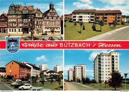 Butzbach Wetteraukreis Hessen Rathaus Fachwerk Marktplatz Wohnsiedlung Hochhaus