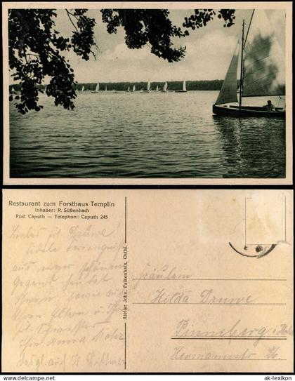 Ansichtskarte Caputh-Schwielowsee Segelboote 1930
