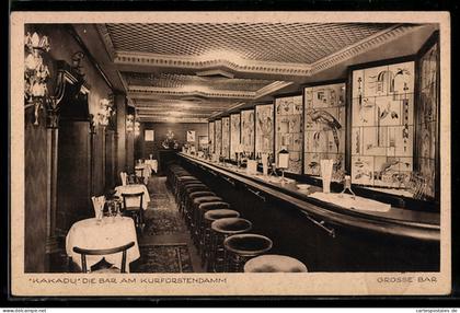 AK Berlin-Charlottenburg, Cafe-Bar Kakadu, Joachimsthaler Strasse 10, Innenansicht