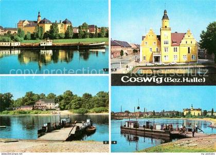 Coswig Sachsen Schloss Elbfaehre Rathaus Elbe