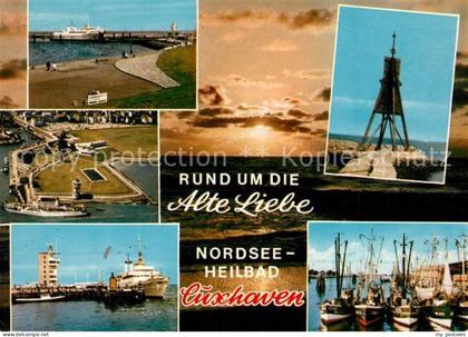Cuxhaven Nordseebad Hafen Kugelbake Hafen Faehre Fischkutter Abendstimmung Flieg