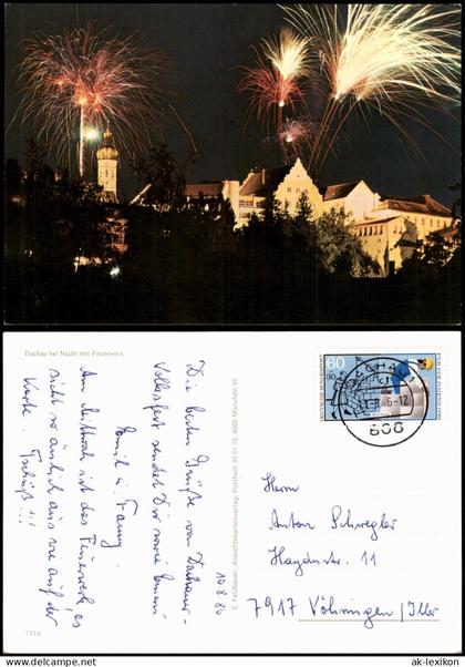Ansichtskarte Dachau Dachau bei Nacht mit Feuerwerk 1986