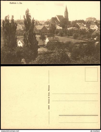Ansichtskarte Dahlen Ortspartie mit Kirche 1928