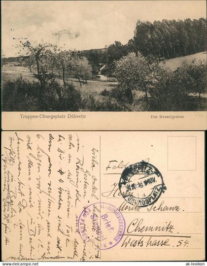 Dallgow-Döberitz Truppenübungsplatz - Der Kesselgraben 1916  gel. Feldpost