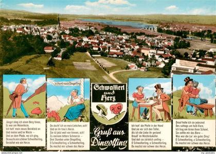 Dingolfing Panorama Luftaufnahme Karikaturen Schwammerl und Herz