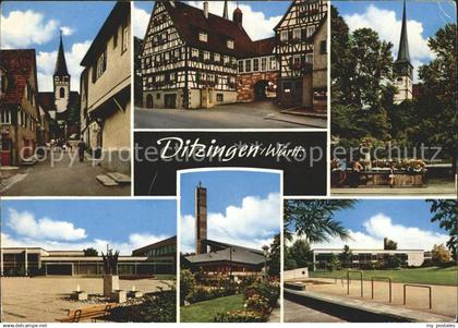 Ditzingen Altstadt Fachwerkhaeuser Kirche Schule