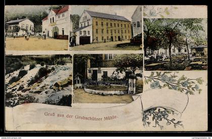 AK Doberschau, Partien am Gasthaus Grubschützer Mühle