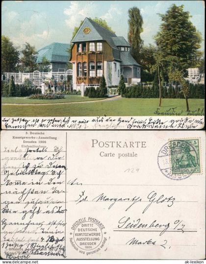 Ansichtskarte Dresden Einfamilienhaus - Kunstgewerbeausstellung 1906