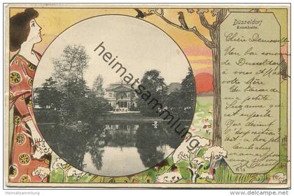 Düsseldorf - Kunsthalle - Künstlerkarte Jugendstil signiert F. W. - Verlag Friedrich Wolfrum Düsseldorf No.18