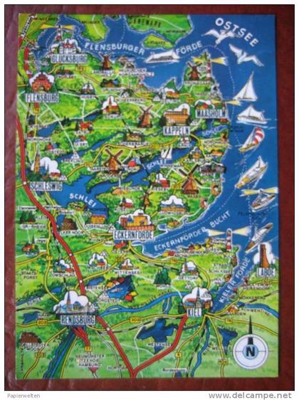 (Eckernförde) - Panoramakarte Rendsburg Eckernförde Kappeln Glücksburg