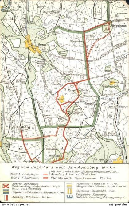 Auersberg Wildenthal Weg vom Jaegerhaus nach Auersberg Gebietskarte Auersberghau