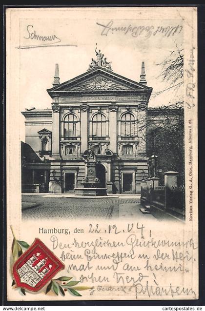 AK Hamburg-Eimsbüttel, Partie am Logenhaus, Wappen